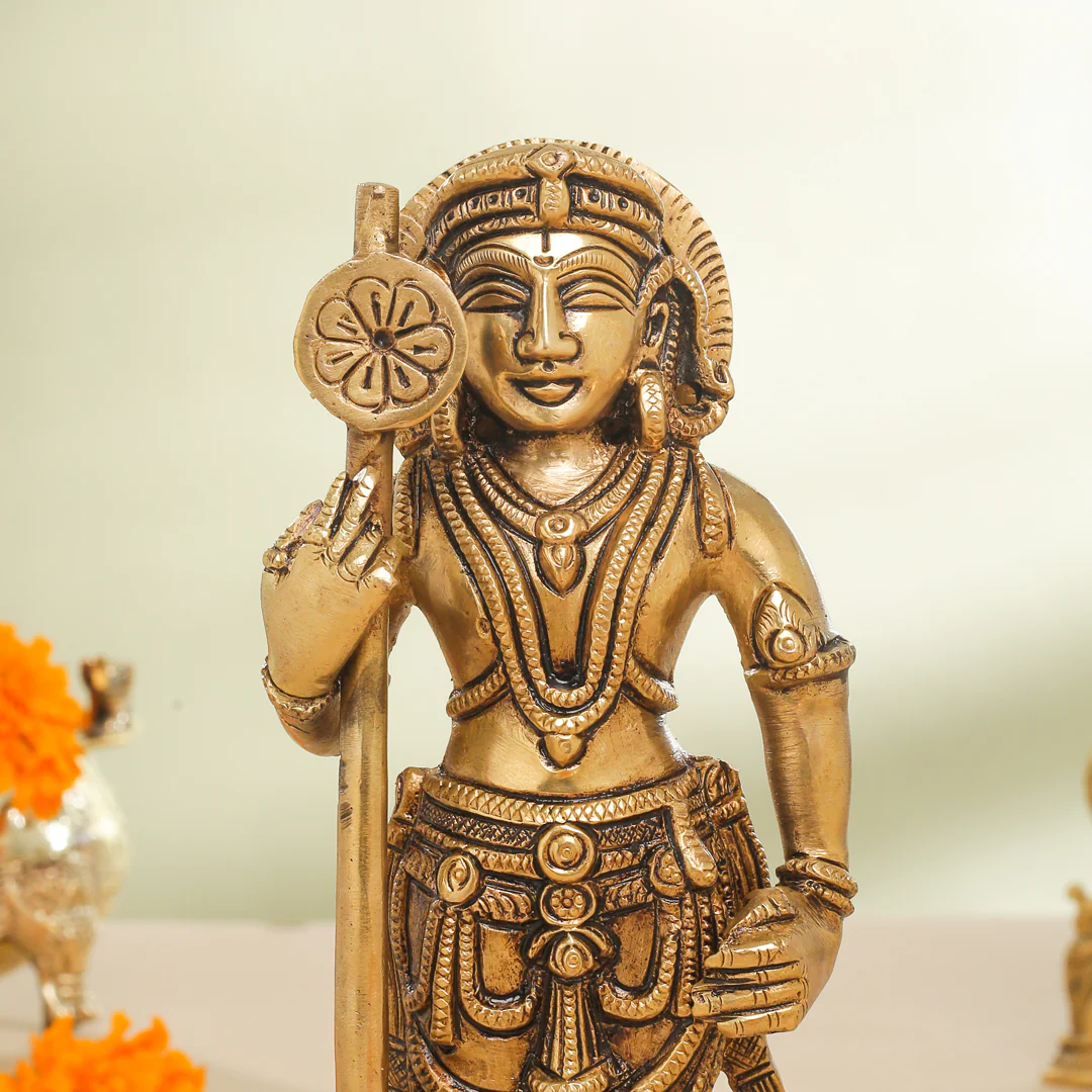 Brass Superfine Udupi Standing Krishna Idol (9 Inch) - Image 4