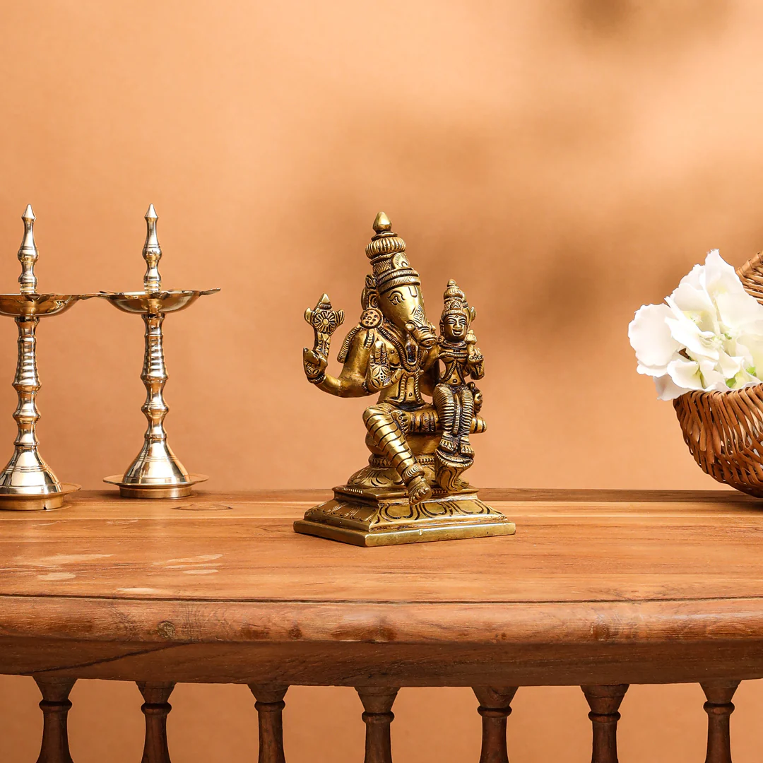 Brass Superfine Sitting Varaha Lakshmi Idol (6 Inch) - Image 3