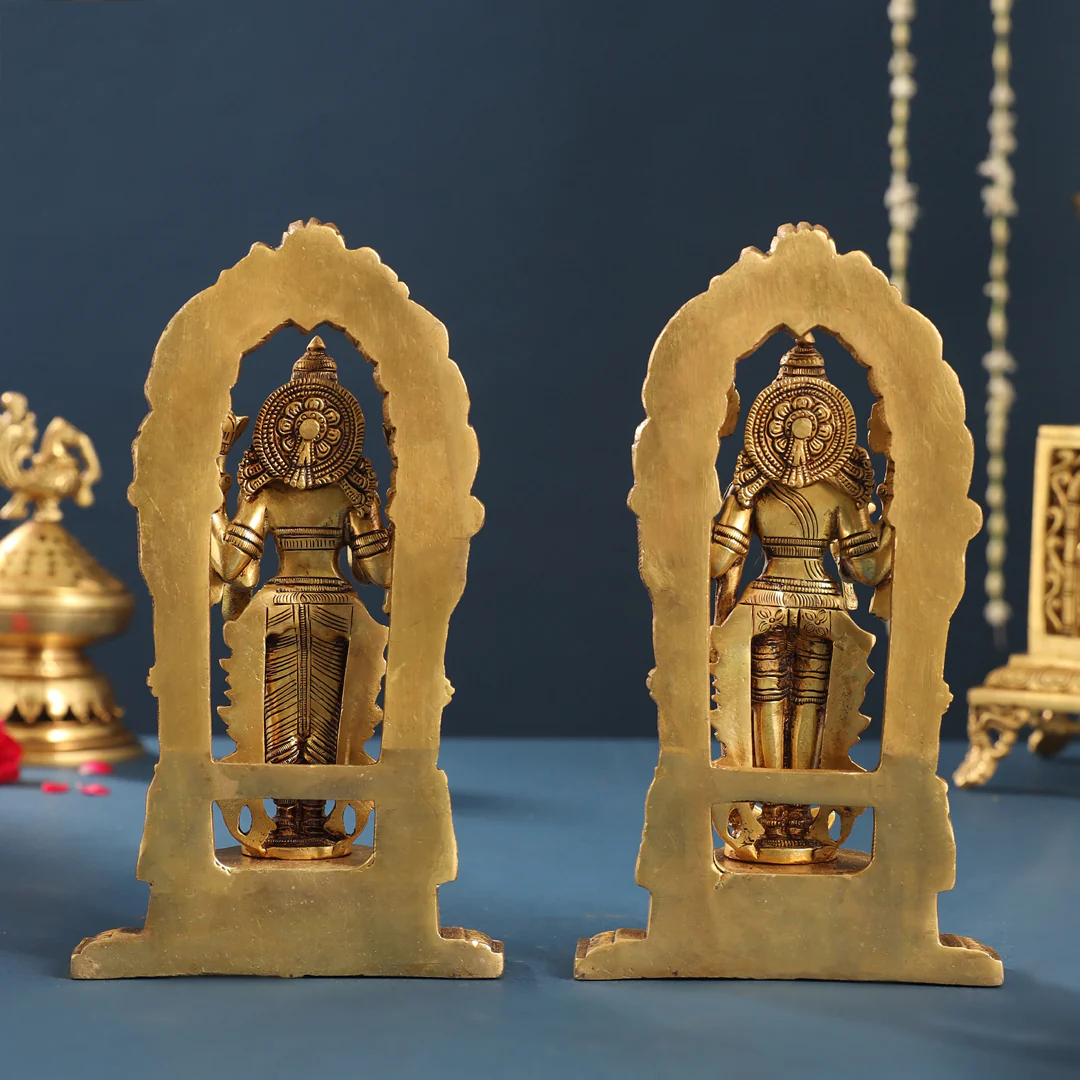Brass Superfine Standing Vishnu Lakshmi Set (9 Inch) - Image 3