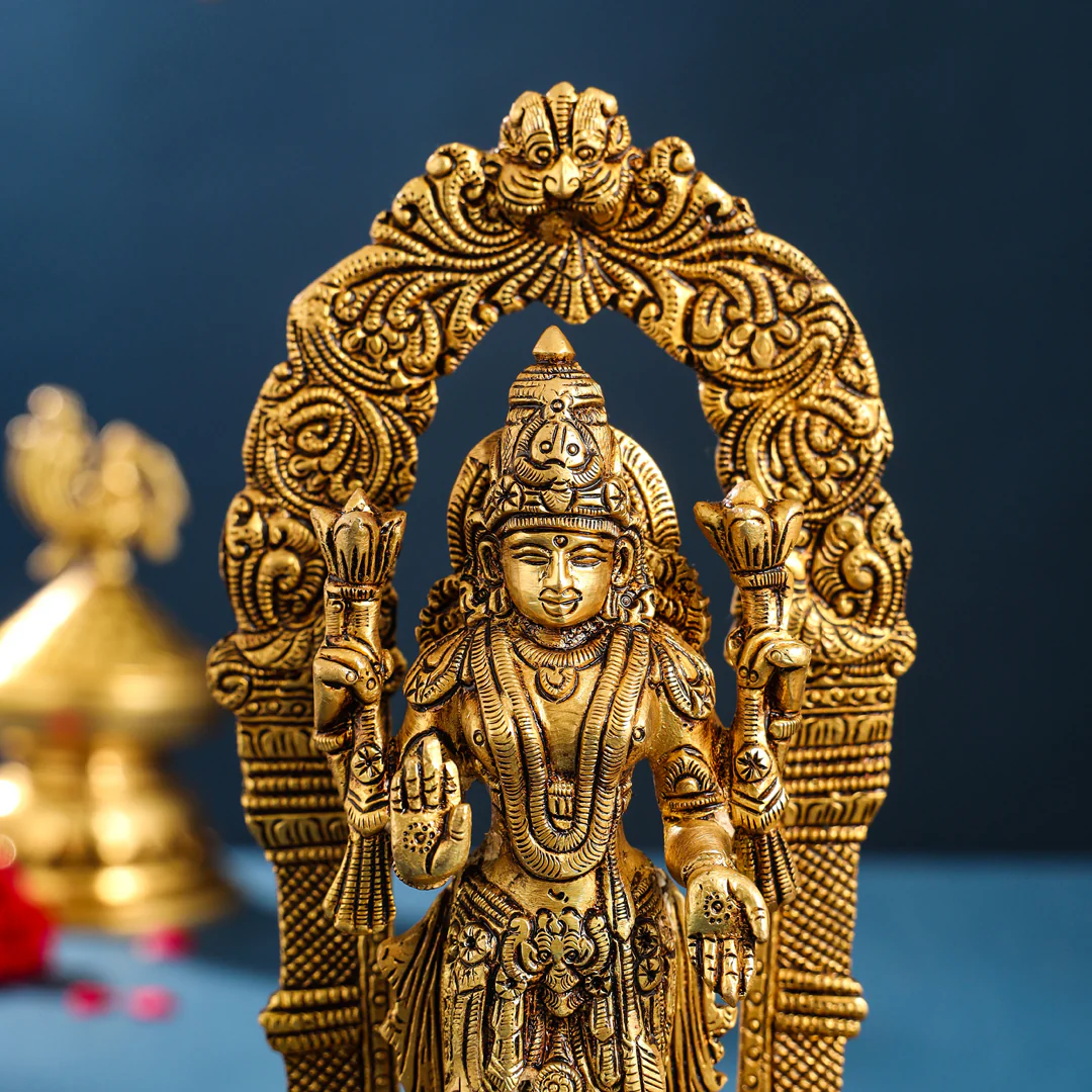 Brass Superfine Standing Vishnu Lakshmi Set (9 Inch) - Image 5