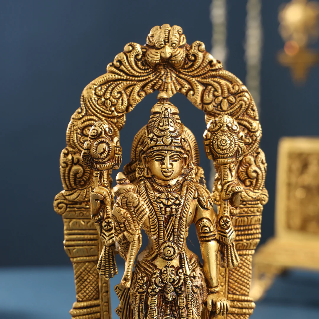 Brass Superfine Standing Vishnu Lakshmi Set (9 Inch) - Image 6