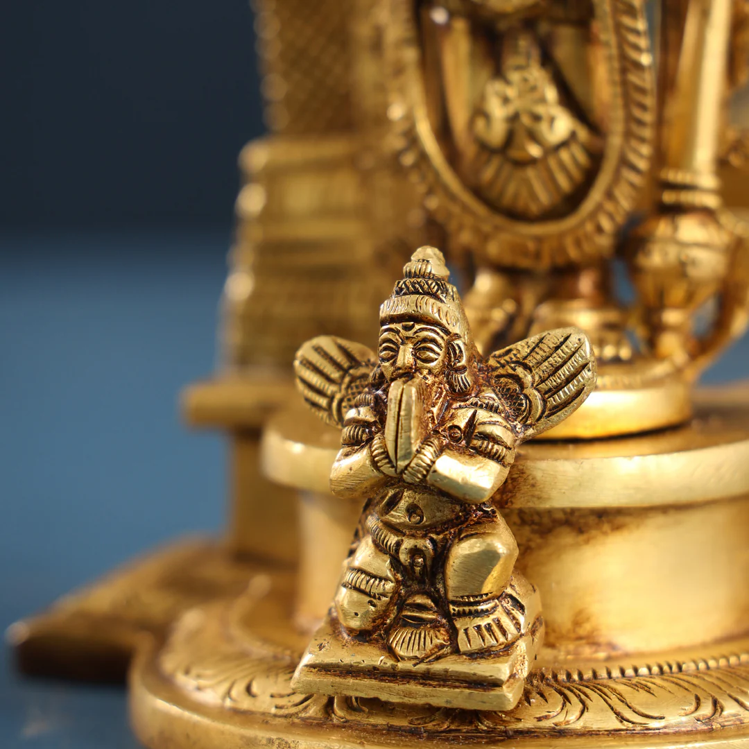 Brass Superfine Standing Vishnu Lakshmi Set (9 Inch) - Image 7