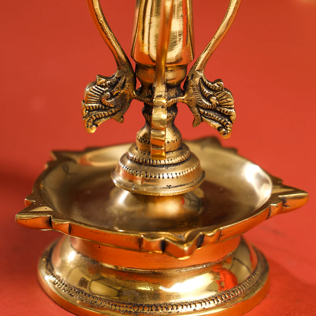 Brass Ten Petal Peacock Long Lamp (14 Inch) - Image 6