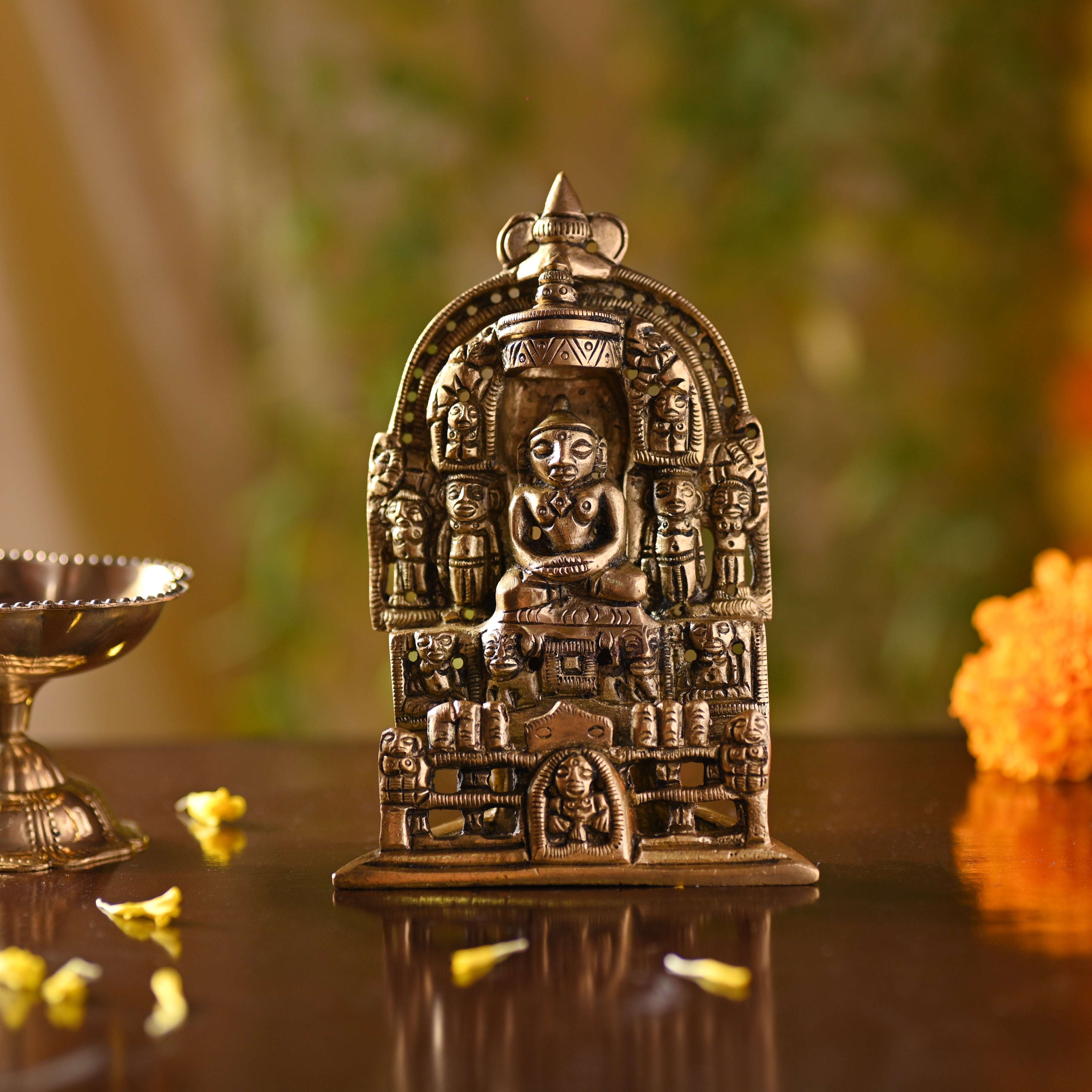 Brass Tirthankara Mahavirji Jain Statue (5 Inch)