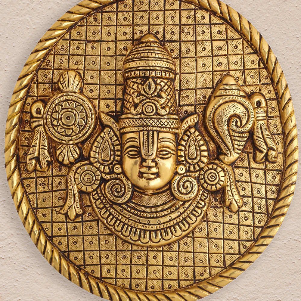 Brass Tirupati Balaji Coin Wall Hanging (7 Inch) - Image 2