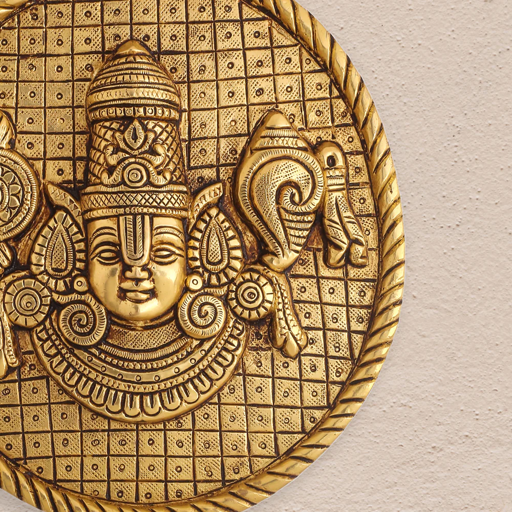 Brass Tirupati Balaji Coin Wall Hanging (7 Inch) - Image 4
