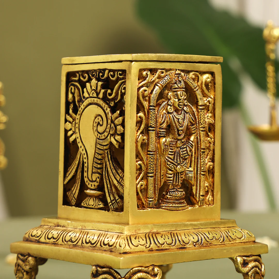 Brass Tirupati Balaji Dhoop Dani & Incense Holder (6.5 Inch) - Image 5