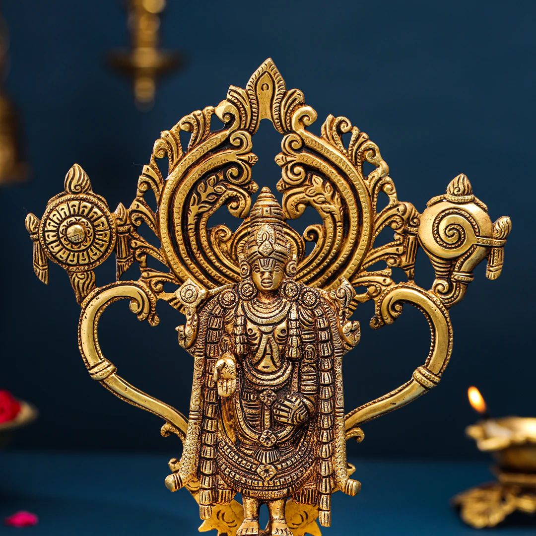 Brass Tirupati Balaji/Venkateshwar Diya/Lamp (11 Inch) - Image 4