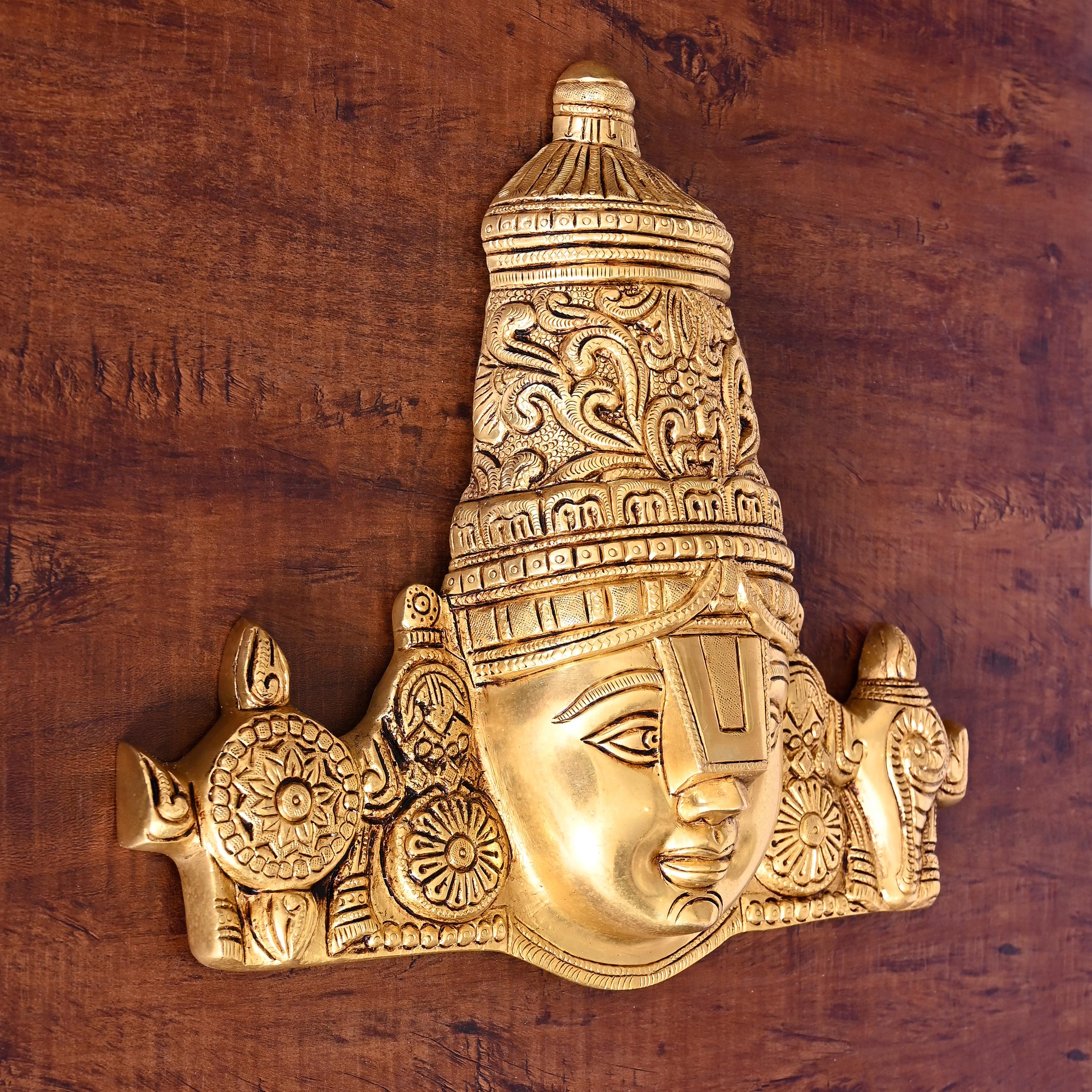 Brass Tirupati Balaji/Venkateshwar Face Wall Hanging (12 Inch) - Image 2