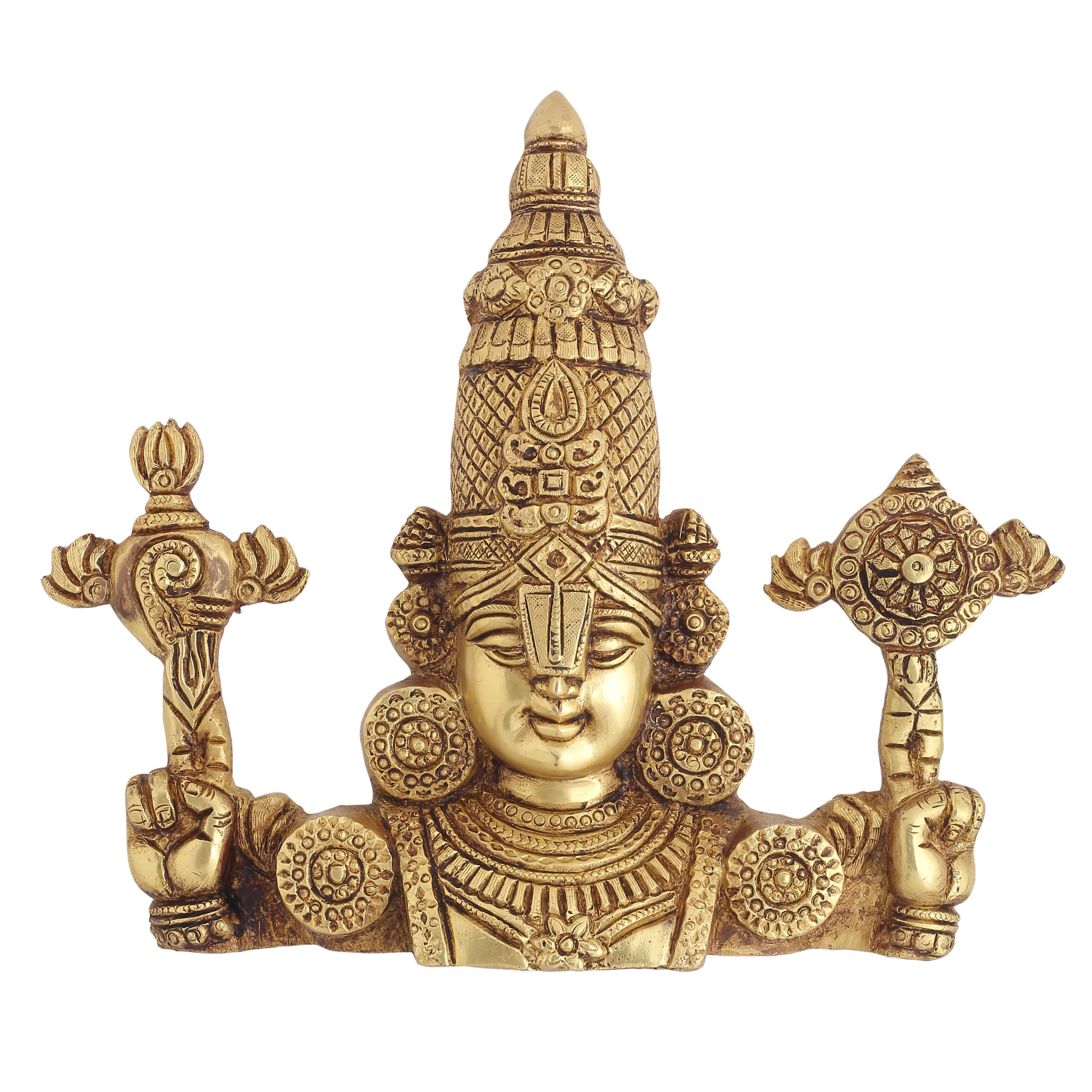 Brass Tirupati Balaji/Venkateshwar Face Wall Hanging (9 Inch) - Image 6