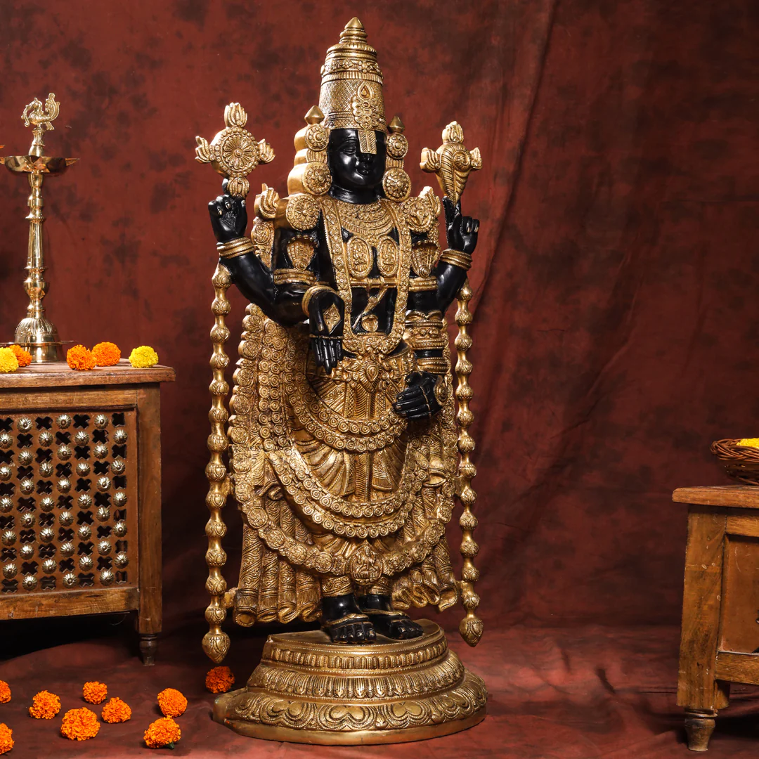Brass Tirupati Balaji/Venkateshwar Idol (38 Inch) - Image 2