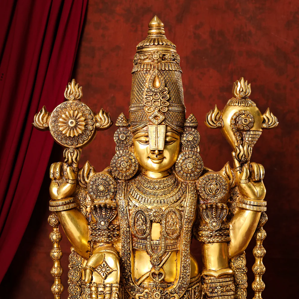 Brass Tirupati Balaji/Venkateshwar Idol (48 Inch) - Image 2