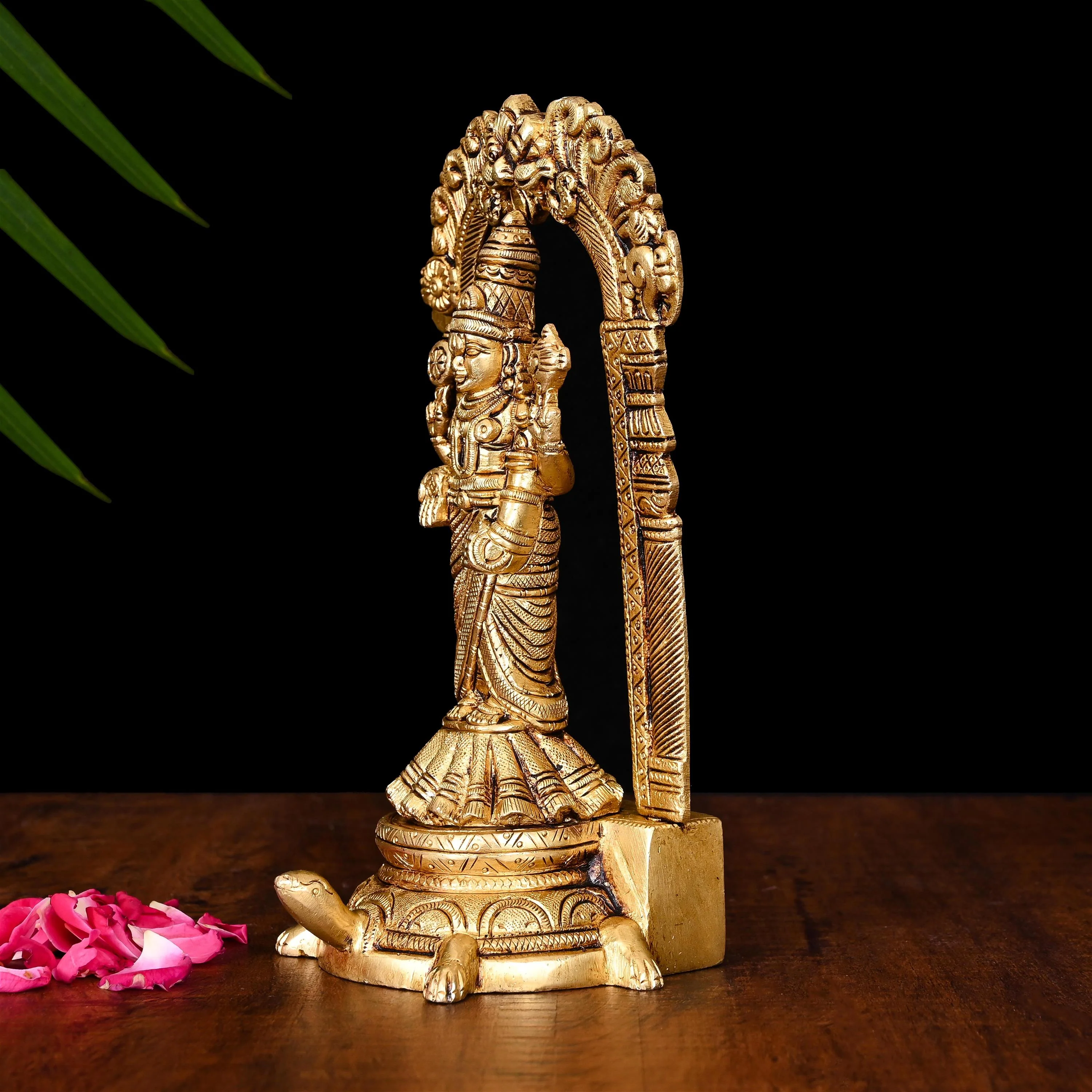 Brass Standing Tirupati Balaji/Venkateshwar Idol On Tortoise (8 Inch) - Image 2