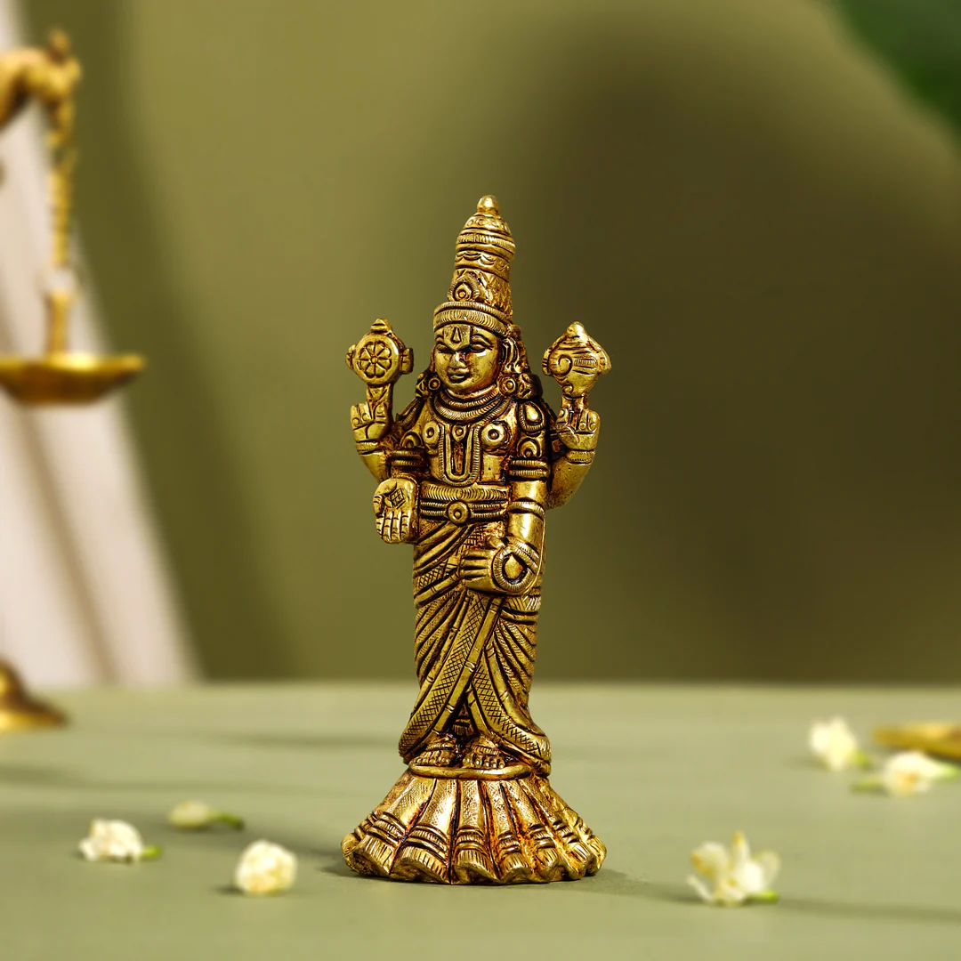 Brass Tirupati Balaji/Venkateshwar Idol Table Top - Image 2