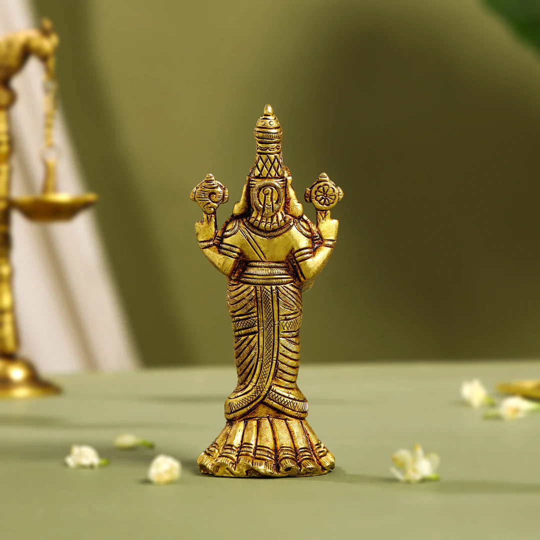 Brass Tirupati Balaji/Venkateshwar Idol Table Top - Image 3