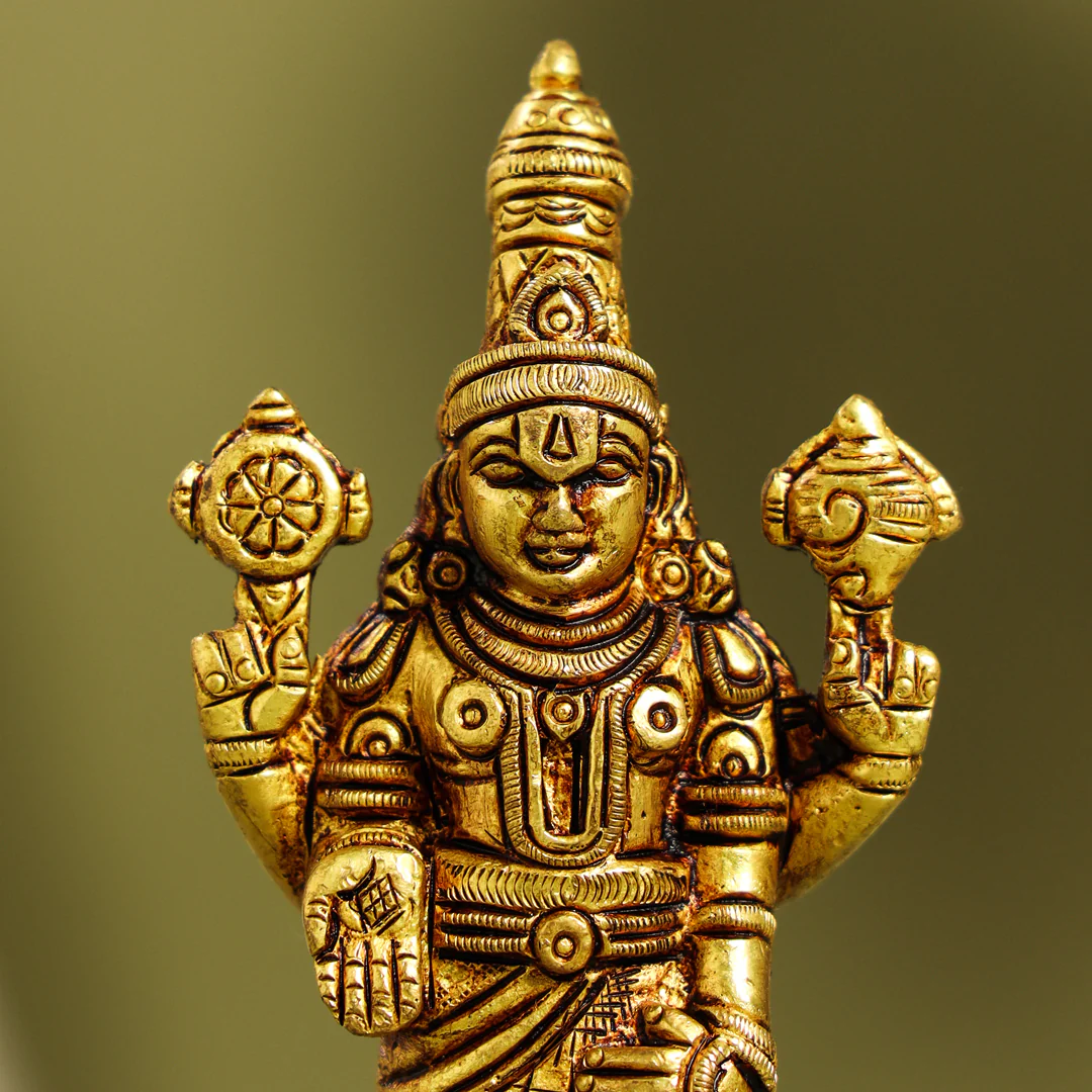 Brass Tirupati Balaji/Venkateshwar Idol Table Top - Image 4