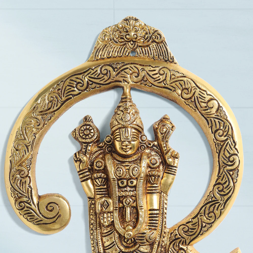 Brass Tirupati Balaji/Venkateshwar Idol Wall Hanging (13 Inch) - Image 2