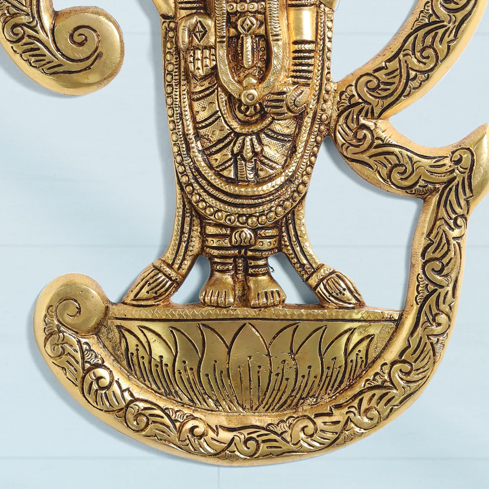 Brass Tirupati Balaji/Venkateshwar Idol Wall Hanging (13 Inch) - Image 3