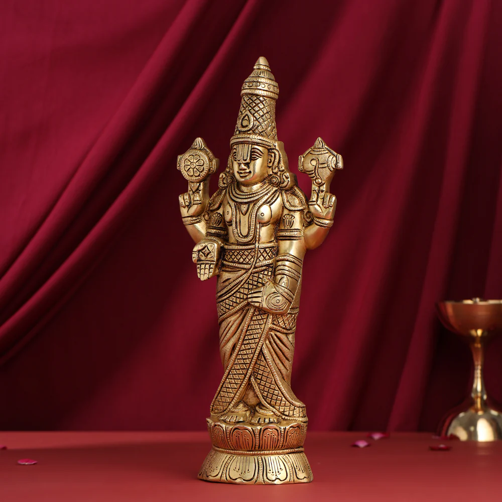 Brass Tirupati Balaji/Venkateshwar Idol Wall Hanging (15.5 Inch) - Image 2