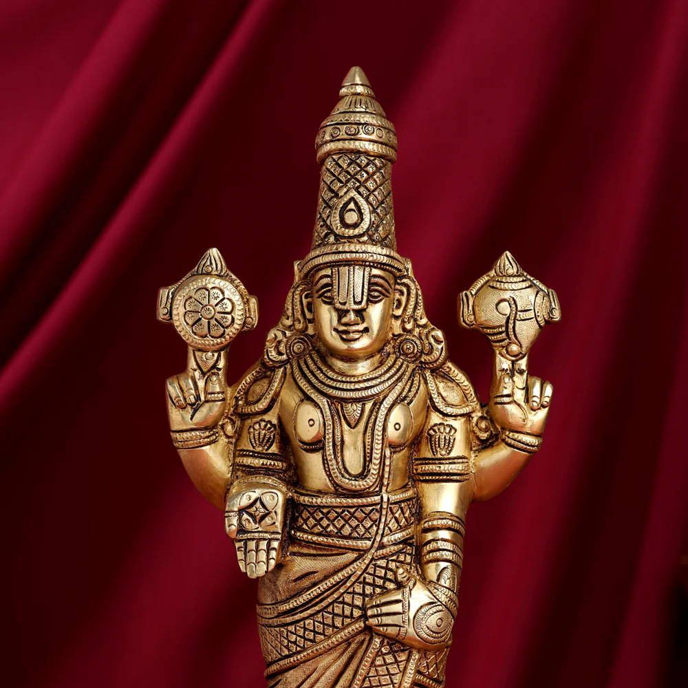 Brass Tirupati Balaji/Venkateshwar Idol Wall Hanging (15.5 Inch) - Image 4