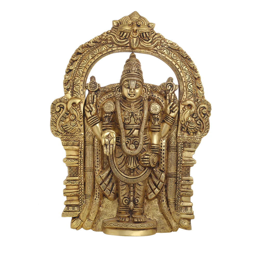 Brass Tirupati Balaji/Venkateshwar Idol Wall Hanging In Frame (19.5 Inch) - Image 6