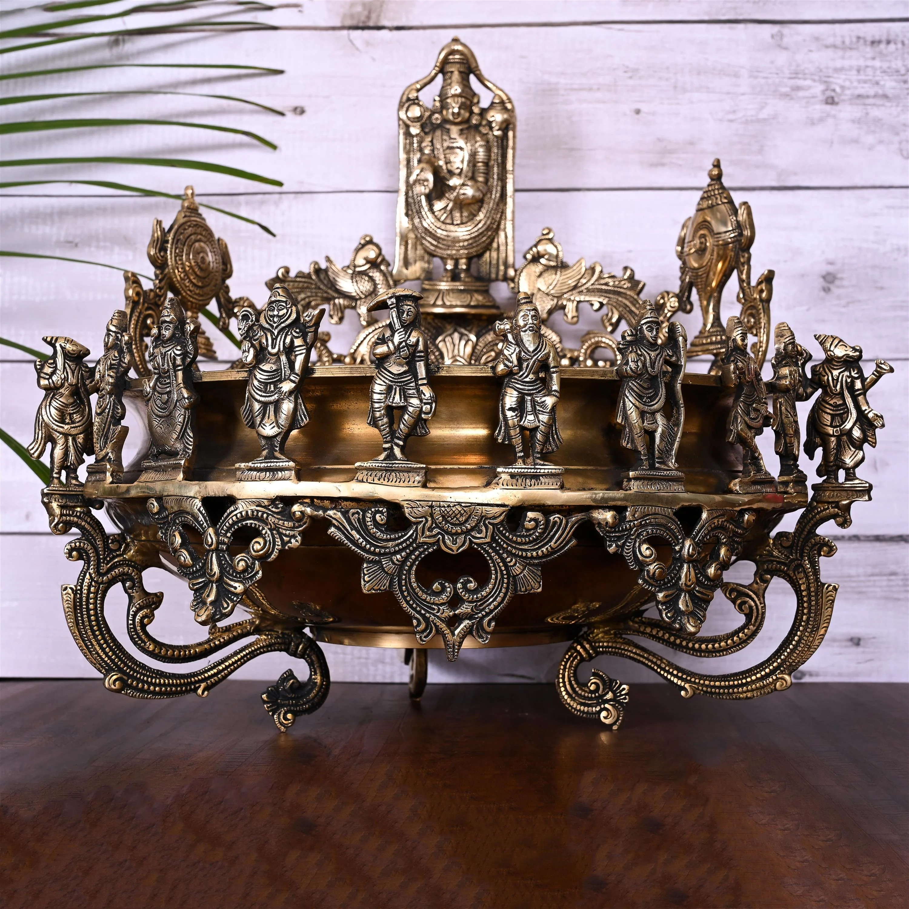 Brass Traditional Dashavatara /Vishnu Avatar Urli (16.5 Inch) - Image 3