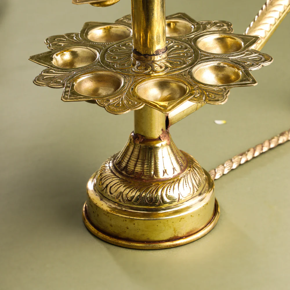 Brass Traditional 11 Petal Ganga Aarti (12.5 Inch) - Image 5