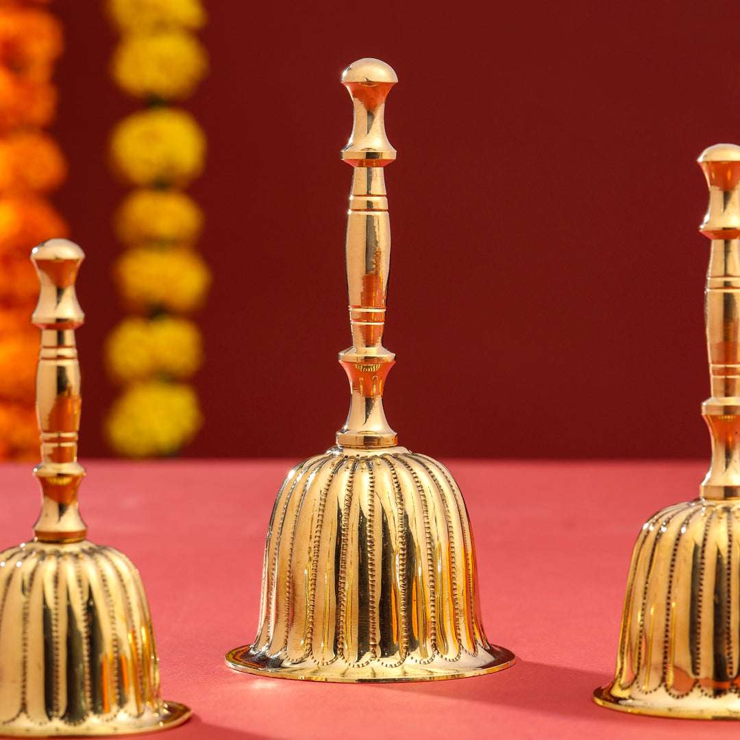 Brass Traditional Pooja Handbell - Image 3