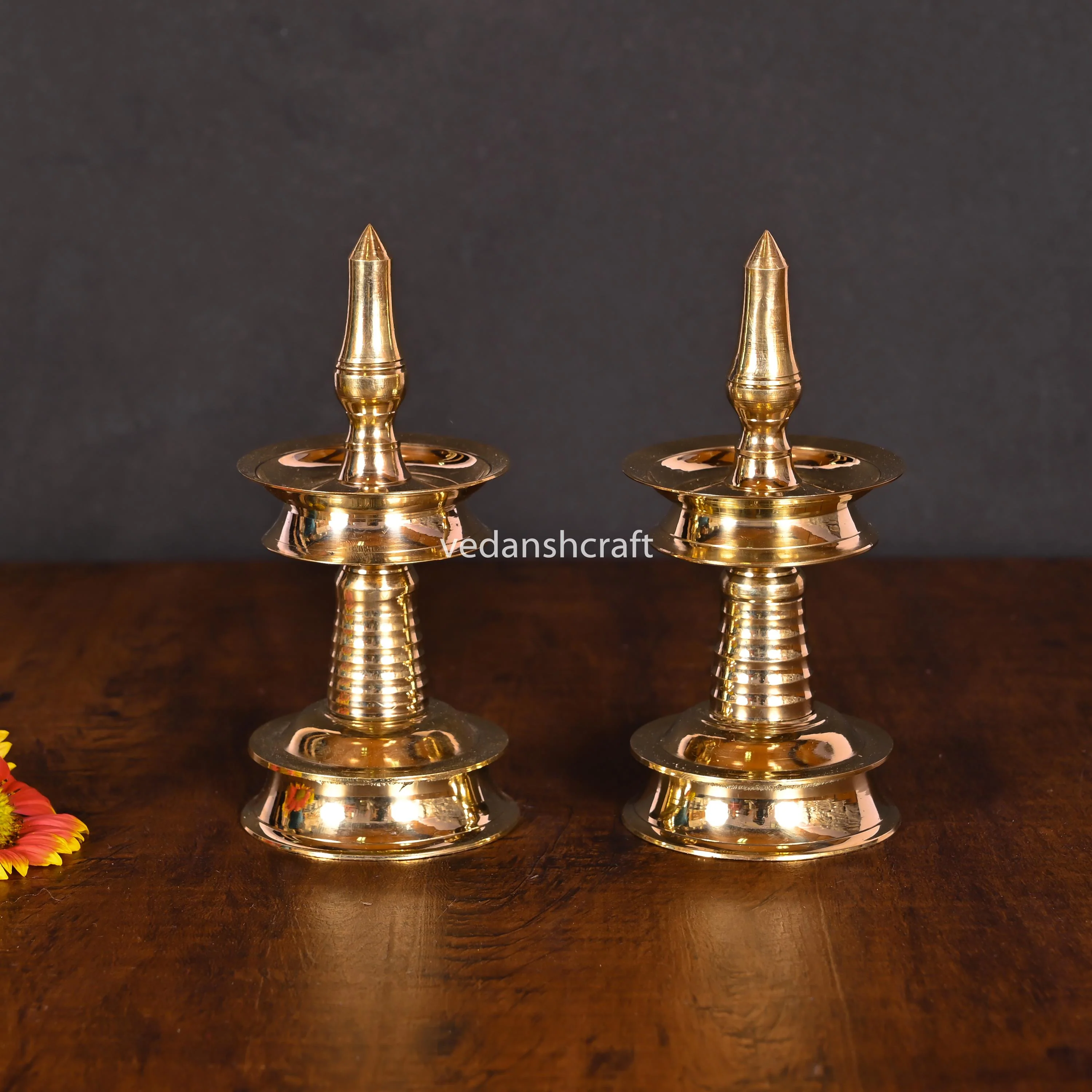 Brass Traditional Samai/Lamp Pair (10.5 Inch) - Image 4