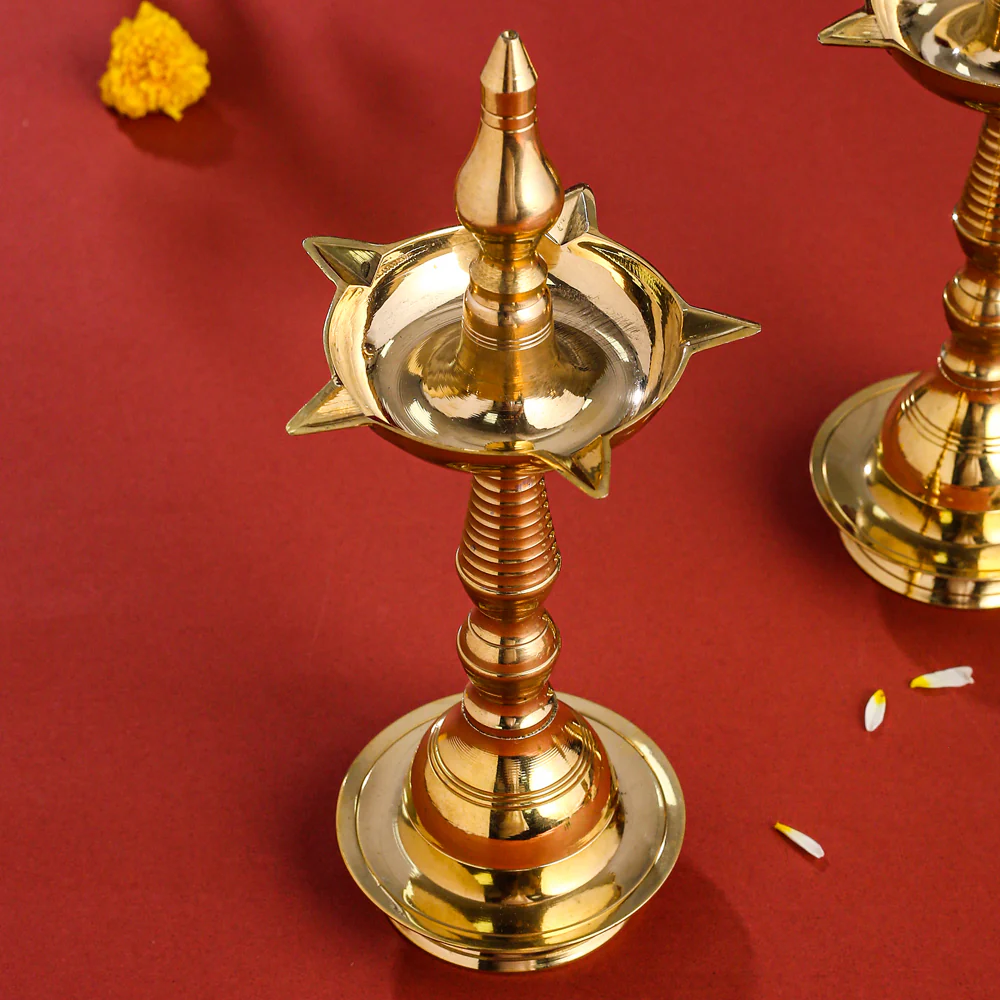 Brass Samai/Diya Pair (8.5 Inch) - Image 2