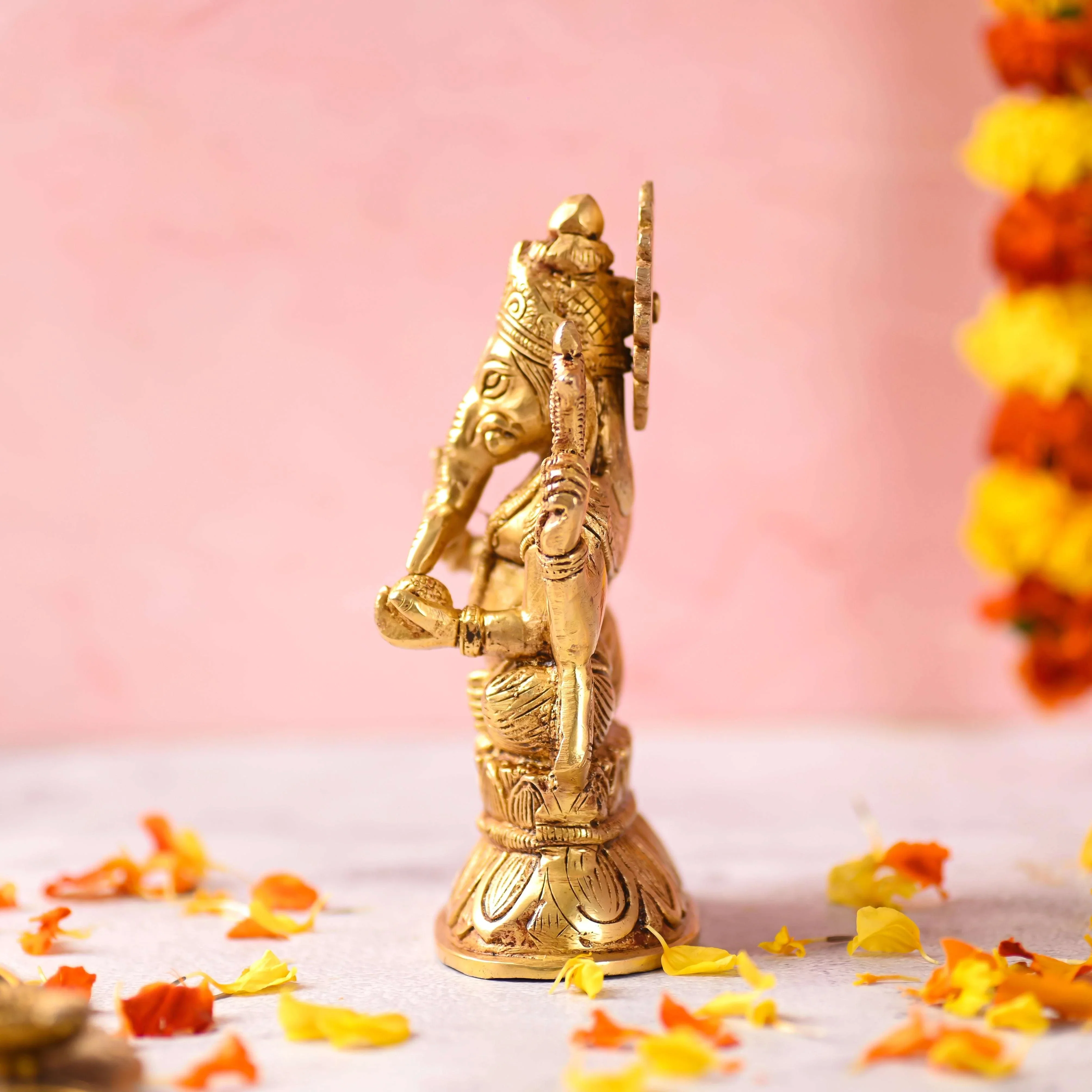 Brass Sitting Lord Ganesha Idol (6.5 Inch) - Image 3