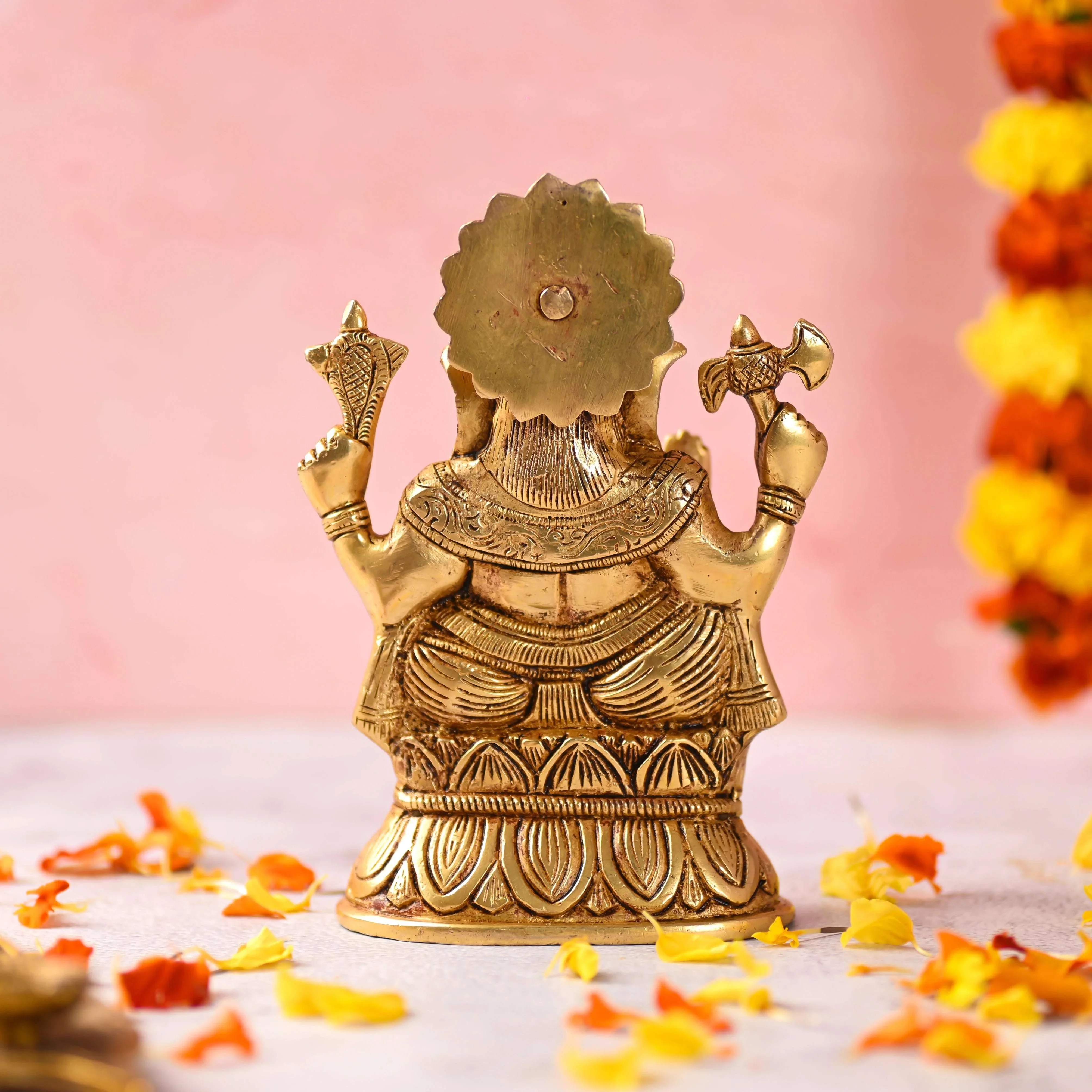 Brass Sitting Lord Ganesha Idol (6.5 Inch) - Image 4