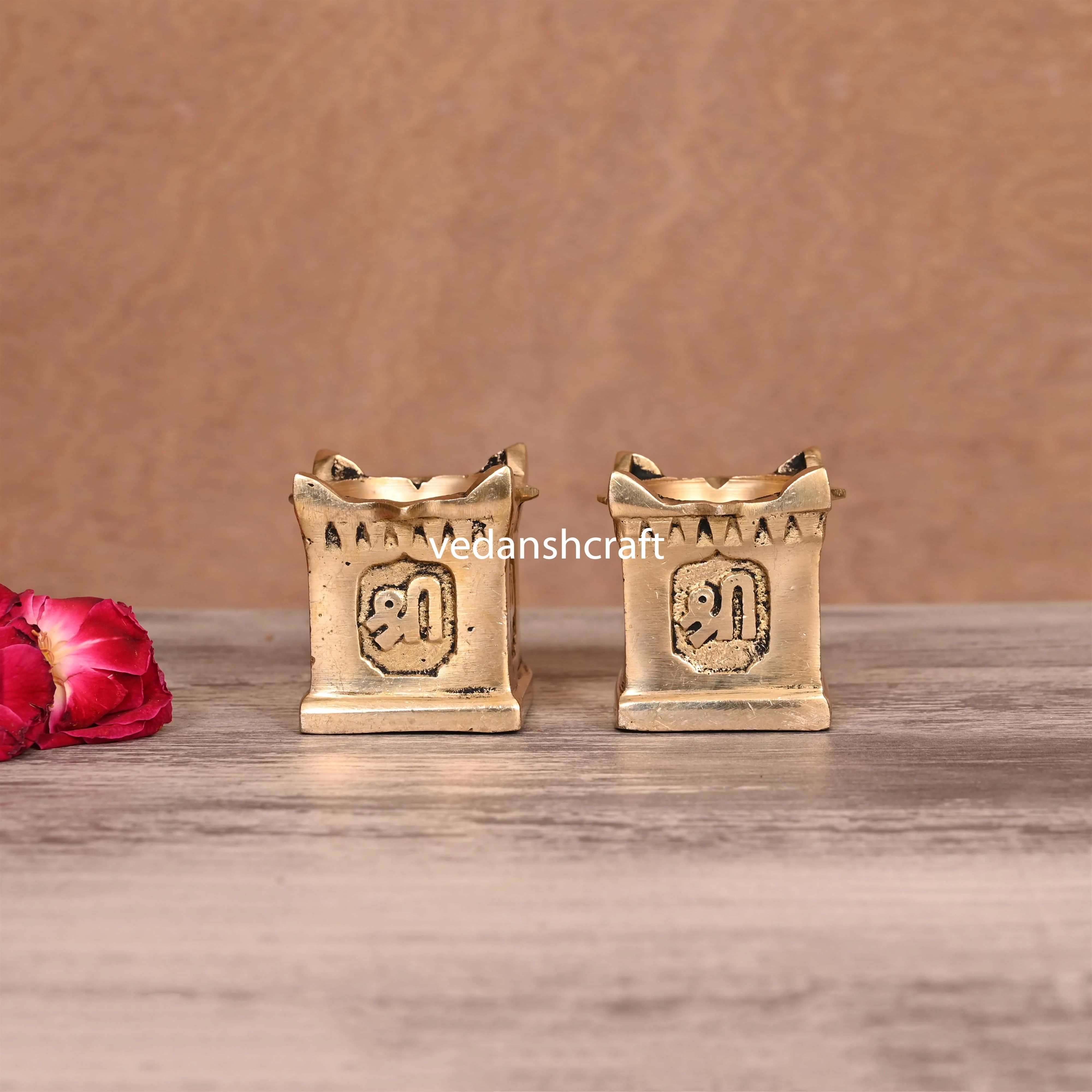Brass Tulsi Diya Pair (1.9 Inch)