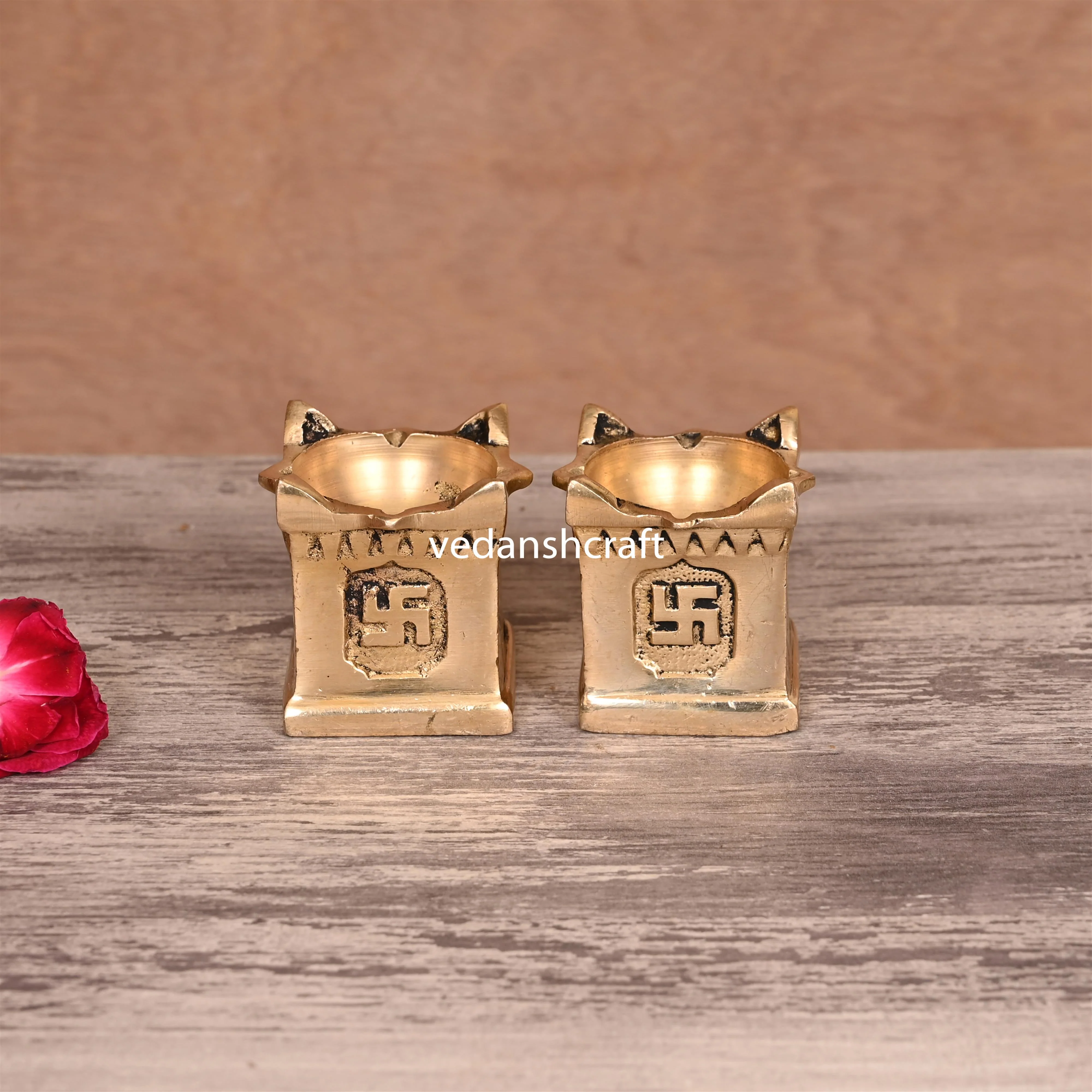 Brass Tulsi Diya Pair (1.9 Inch) - Image 4