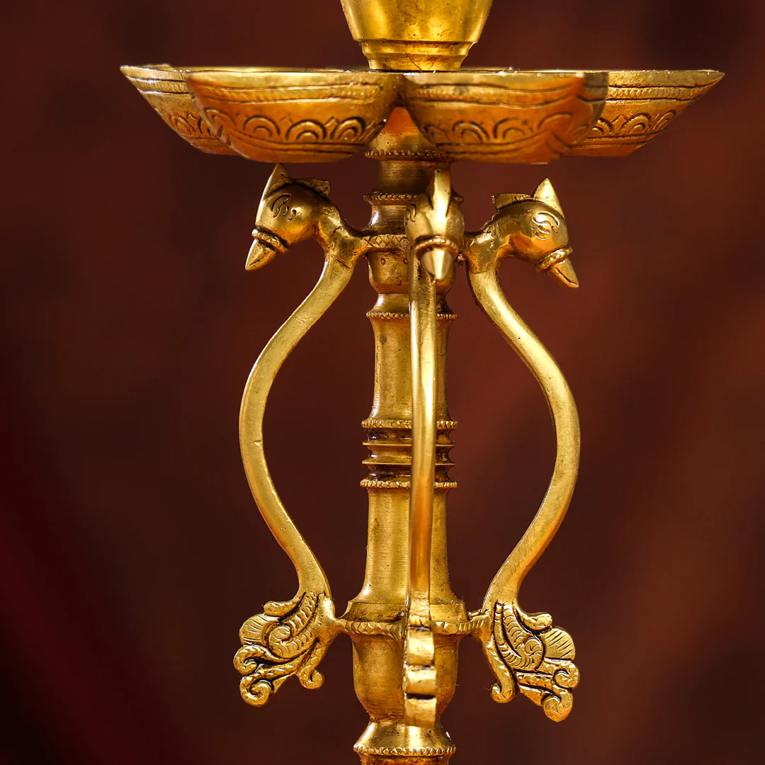 Brass Twelve Petal Peacock Long Lamp (20 Inch) - Image 7