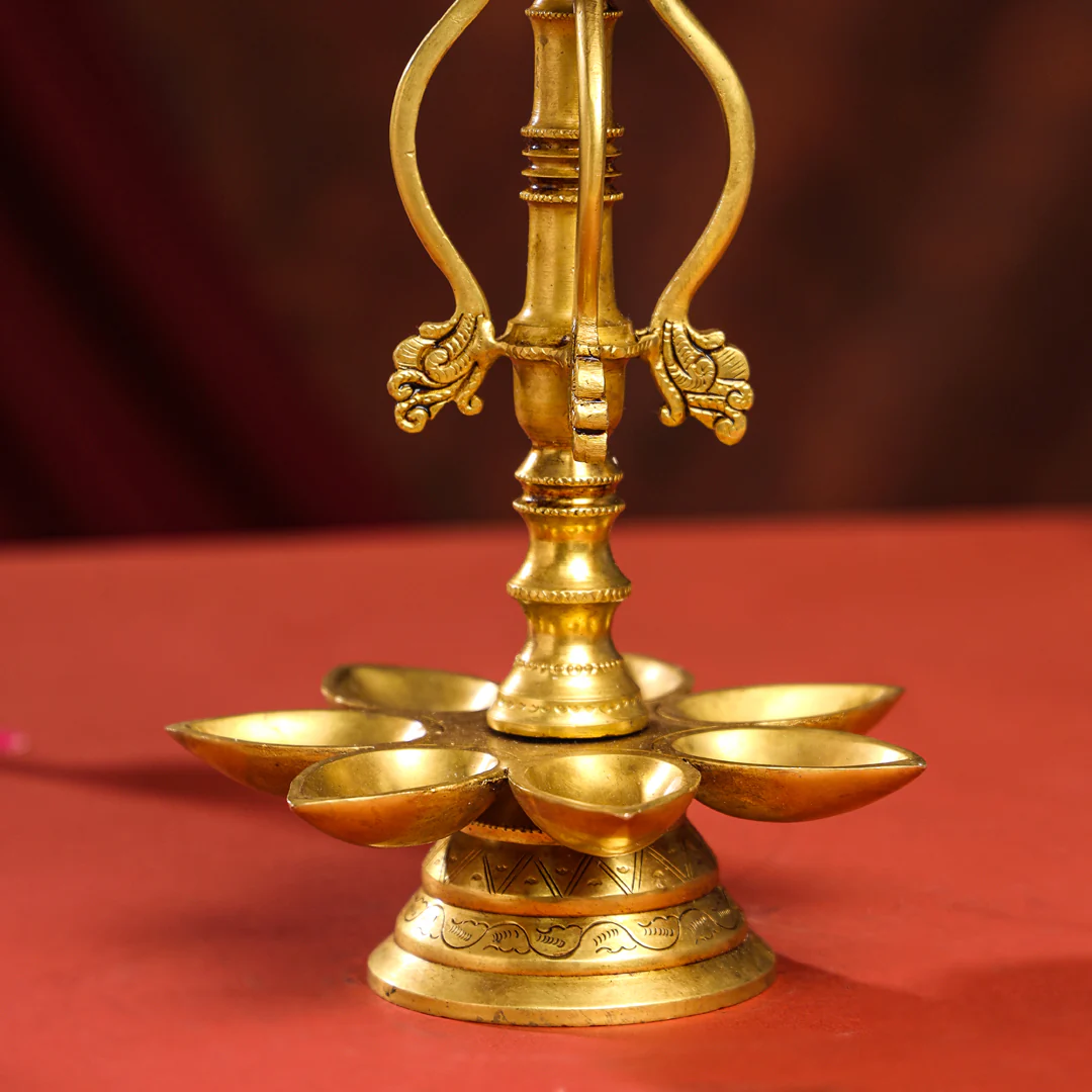 Brass Twelve Petal Peacock Long Lamp (20 Inch) - Image 8