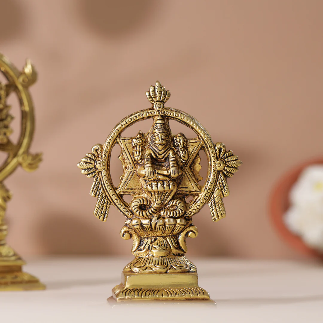 Brass Vishnu Narasimha Chakratalwar Statue - Image 11