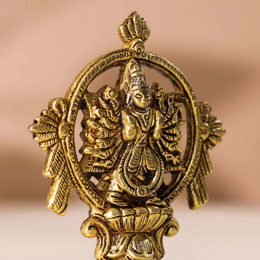 Brass Vishnu Narasimha Chakratalwar Statue - Image 5