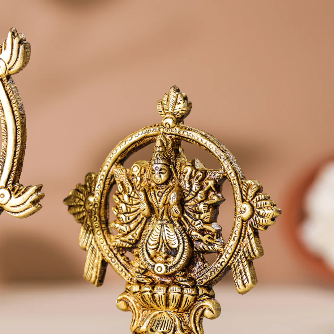 Brass Vishnu Narasimha Chakratalwar Statue - Image 9