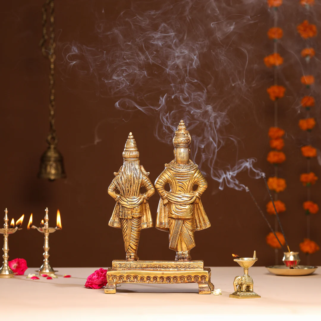 Brass Vitthal Rukmini Statue (13.5 Inch) - Image 3