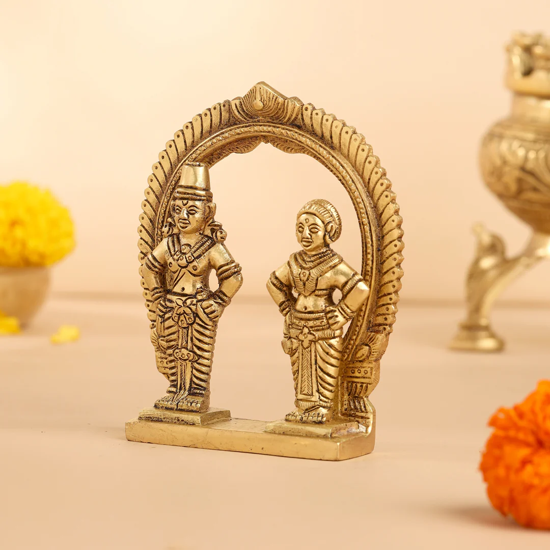 Brass Vitthal Rukmini Statue (4.5 Inch) - Image 2
