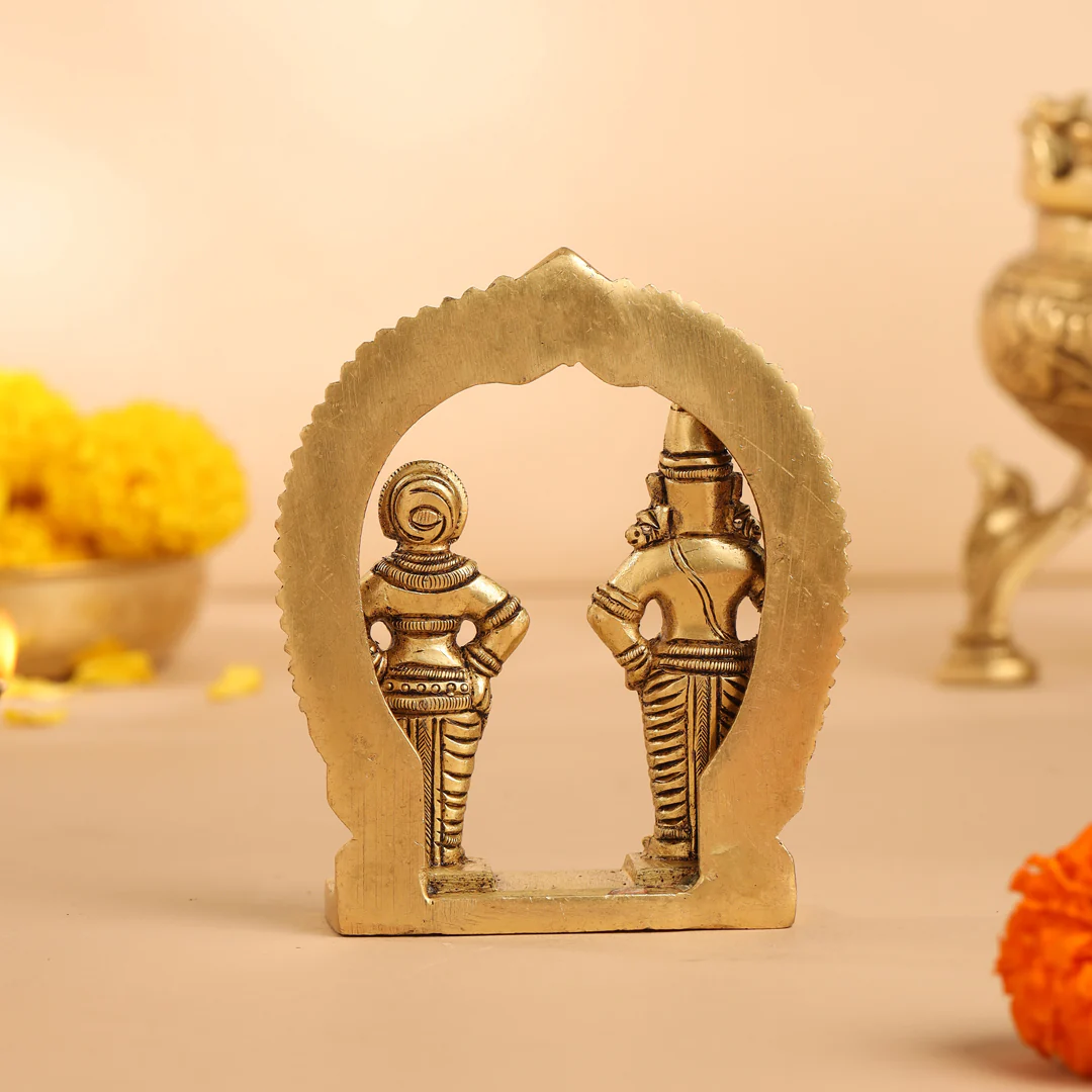 Brass Vitthal Rukmini Statue (4.5 Inch) - Image 3