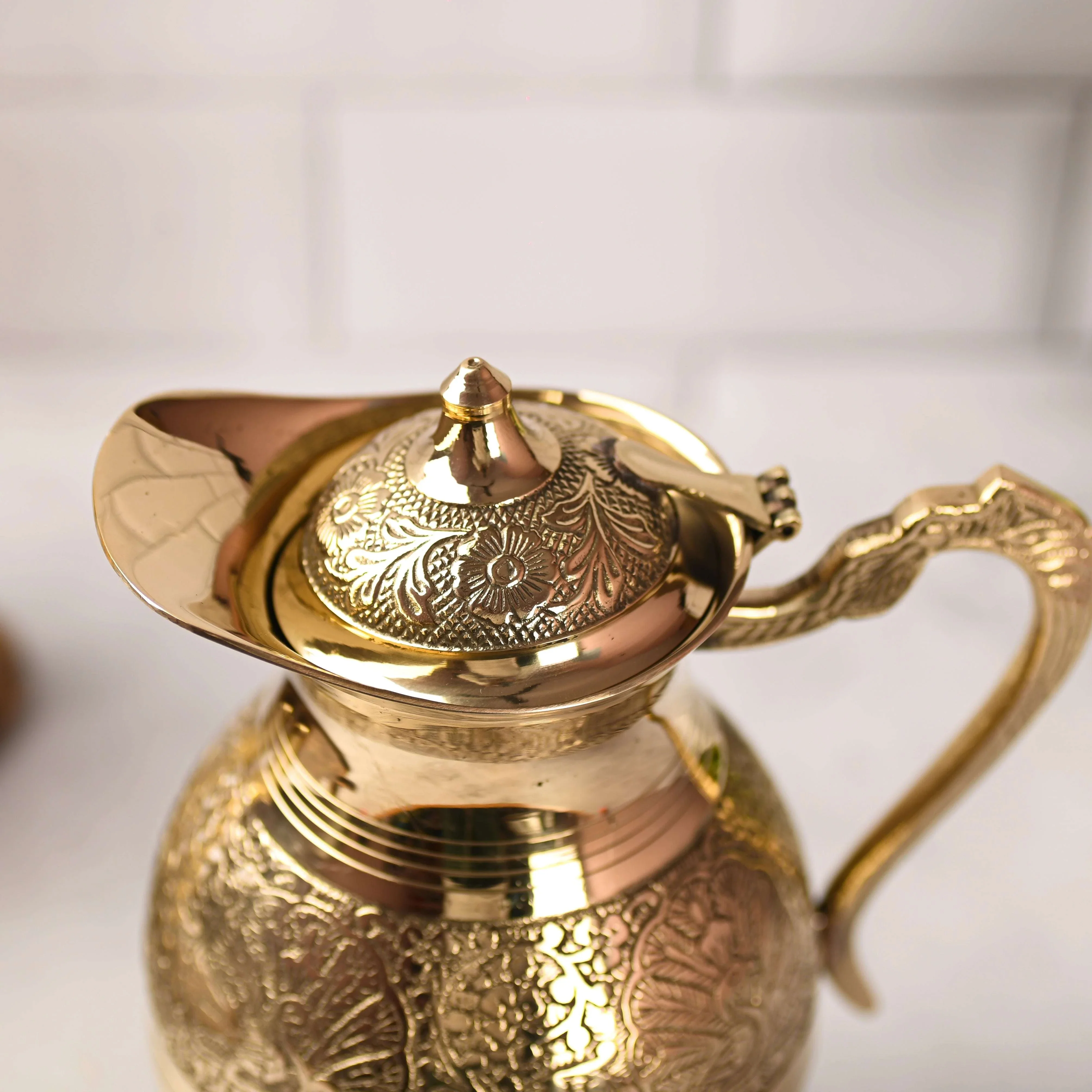 Brass Handcrafted Water Jug With Lid (9.5 Inch) - Image 11