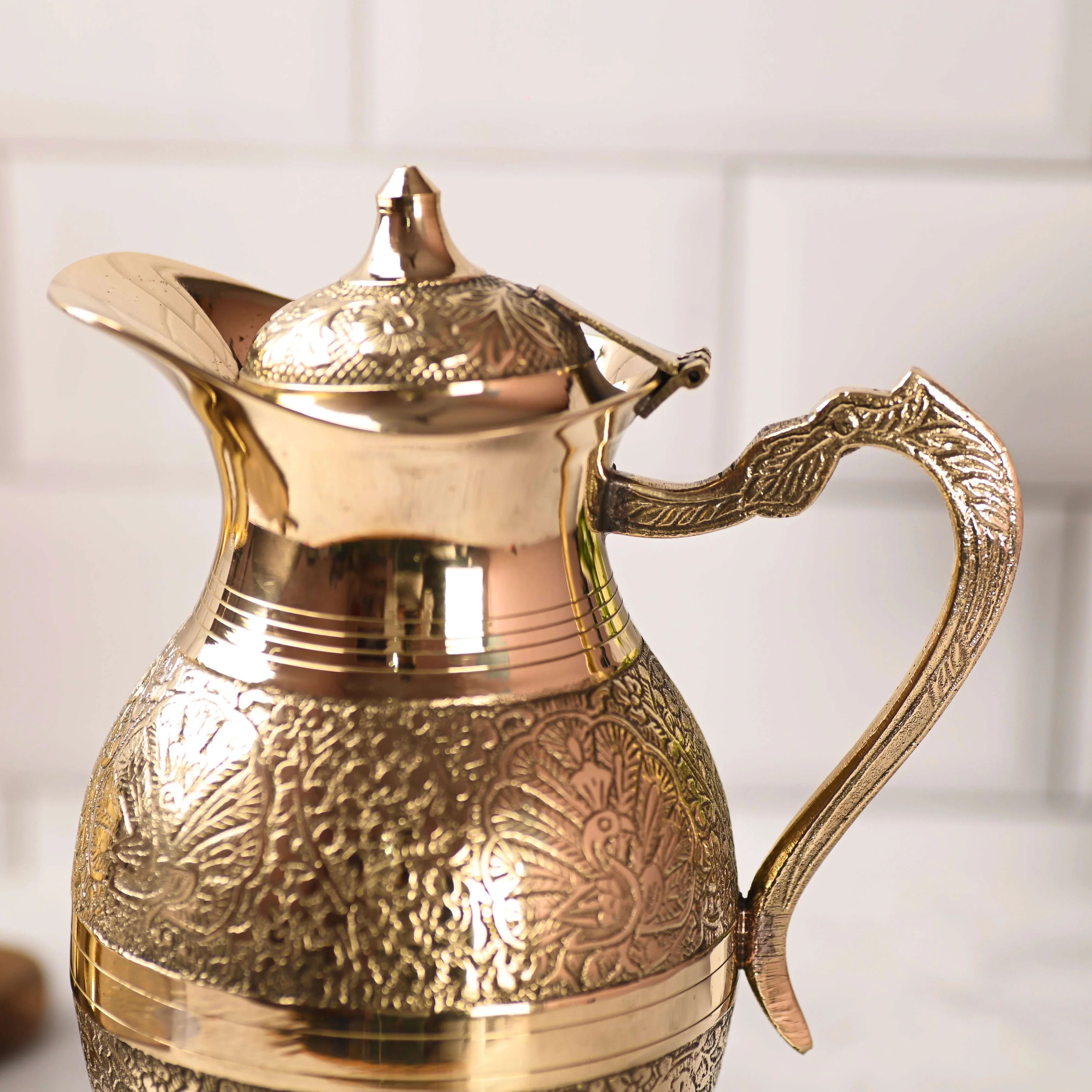 Brass Handcrafted Water Jug With Lid (9.5 Inch) - Image 9