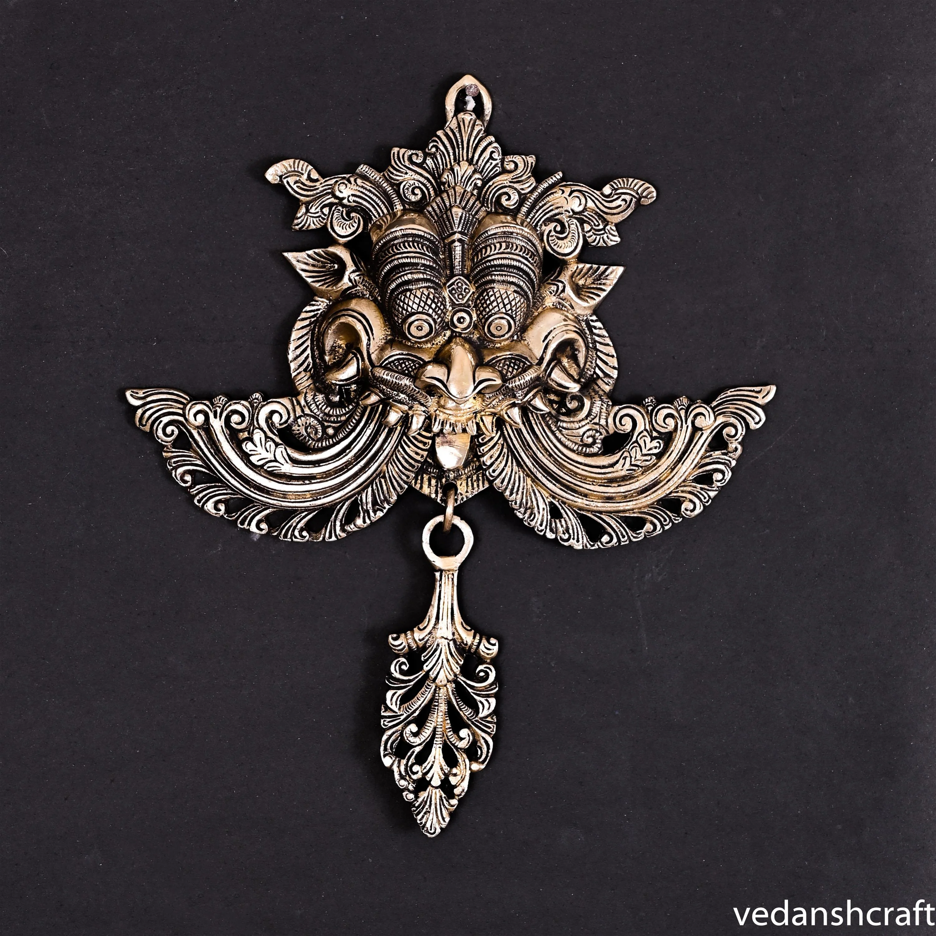 Brass Yali/kirtimukha Face Door Knocker (12 Inch)