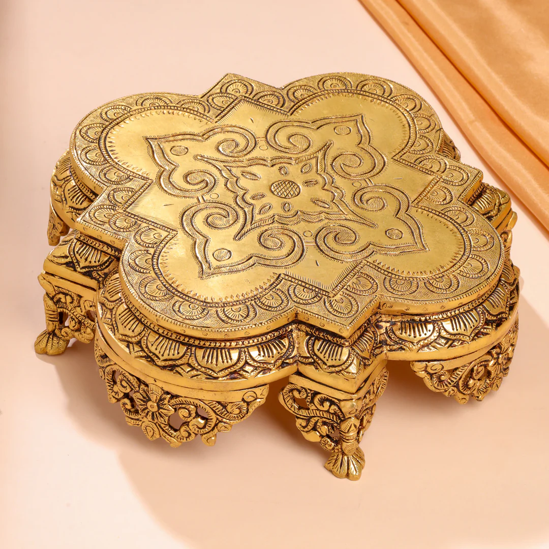 Brass Ethnic Chowki (4 Inch) - Image 3