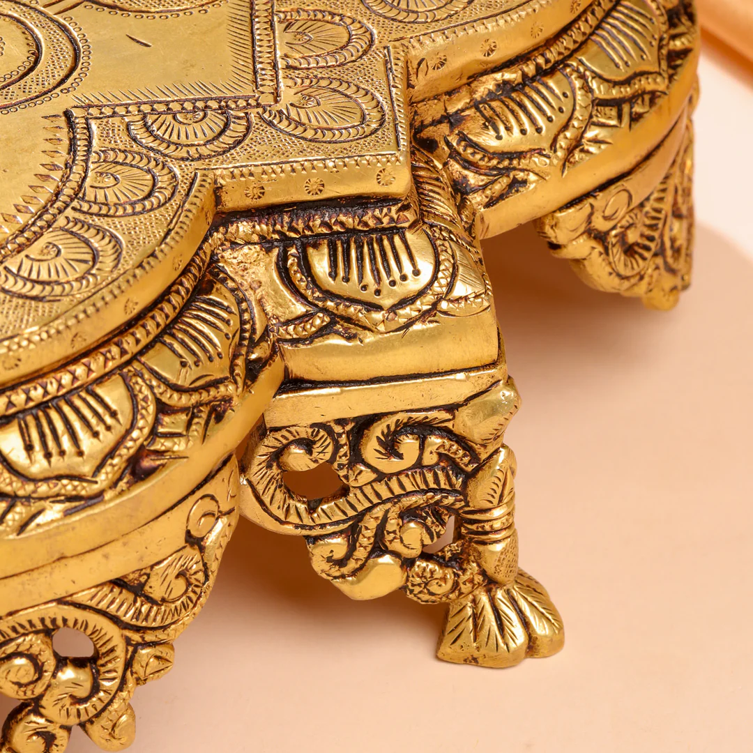 Brass Ethnic Chowki (4 Inch) - Image 4