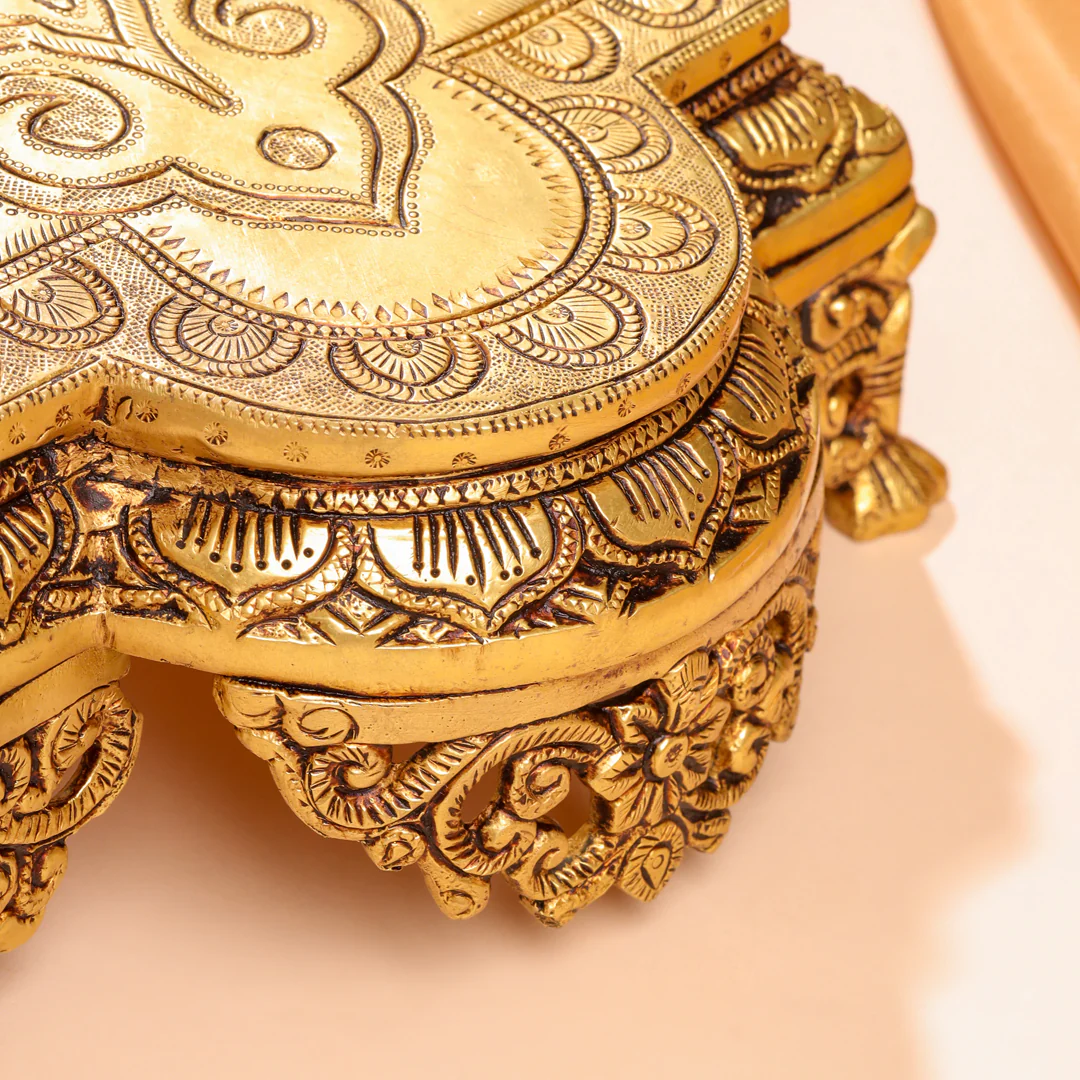 Brass Ethnic Chowki (4 Inch) - Image 5