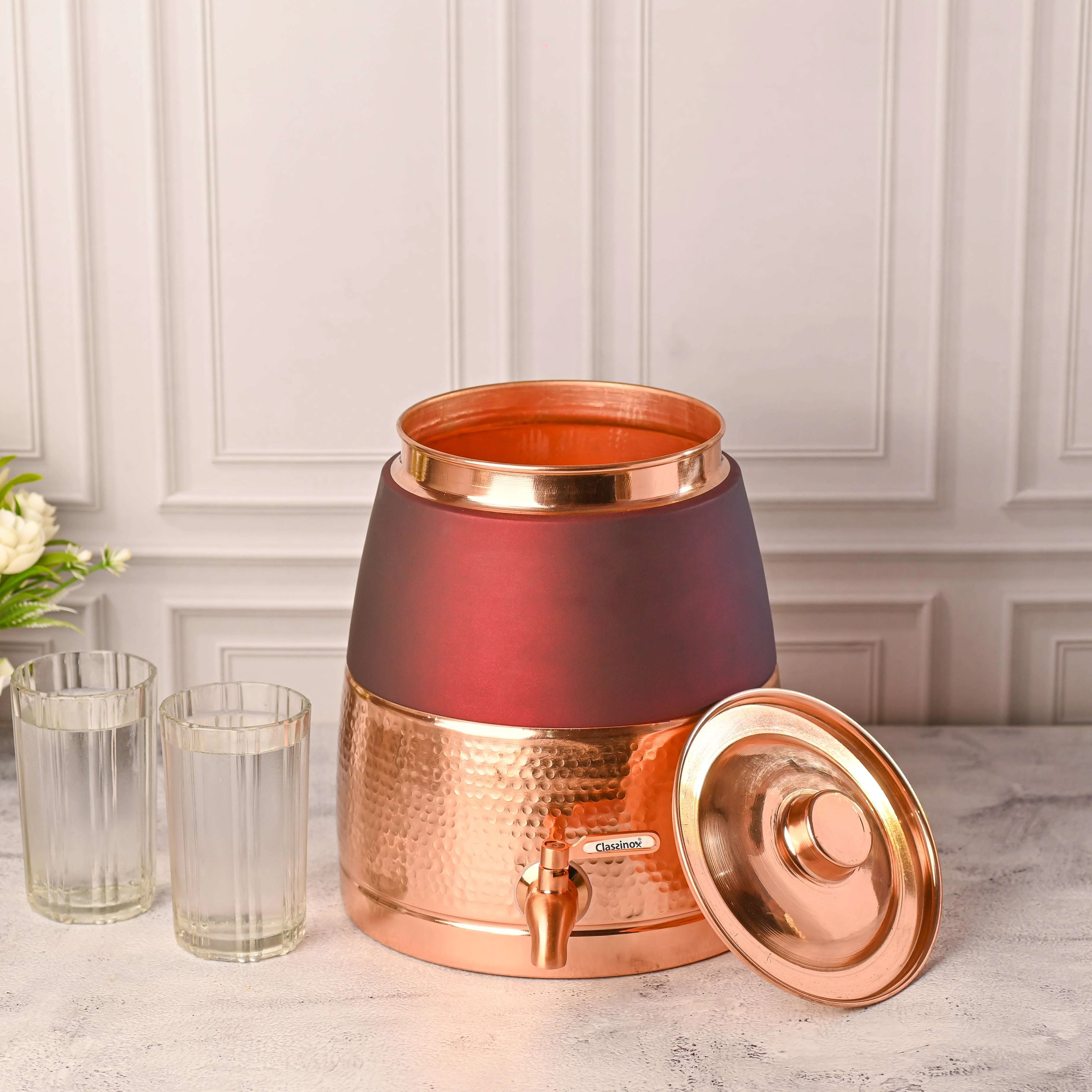 Copper Half Hammered Water Dispenser – Premium (10.5 Inch) - Image 3