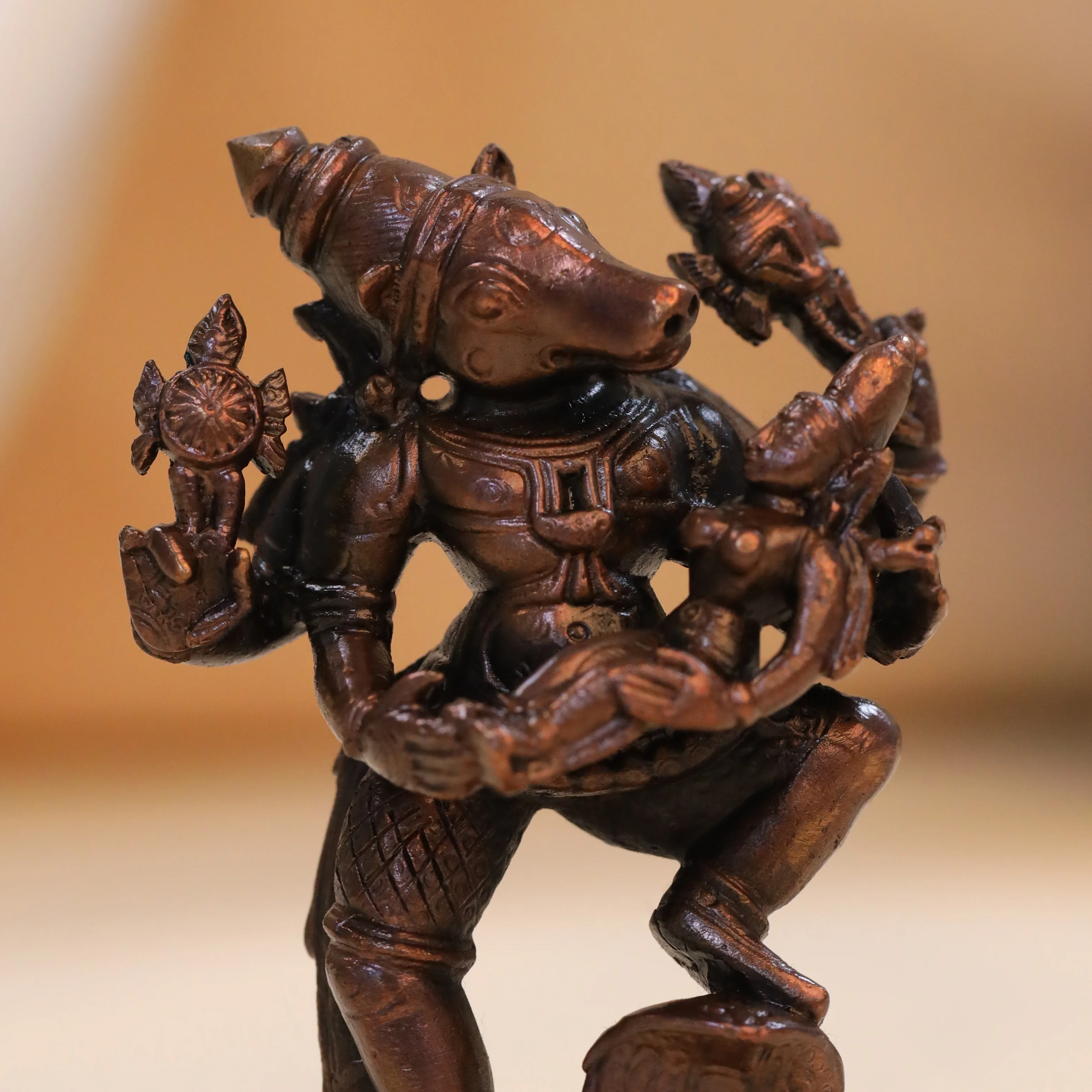 Copper Standing Varaha Lakshmi Idol (3.5 Inch) - Image 2